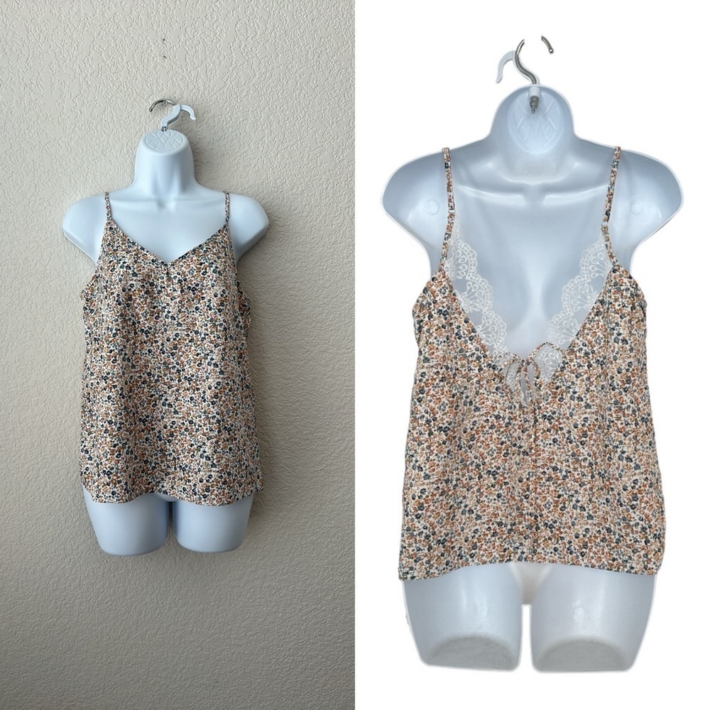 SHEIN Ditsy Floral Lace Tie Back Cami Size S